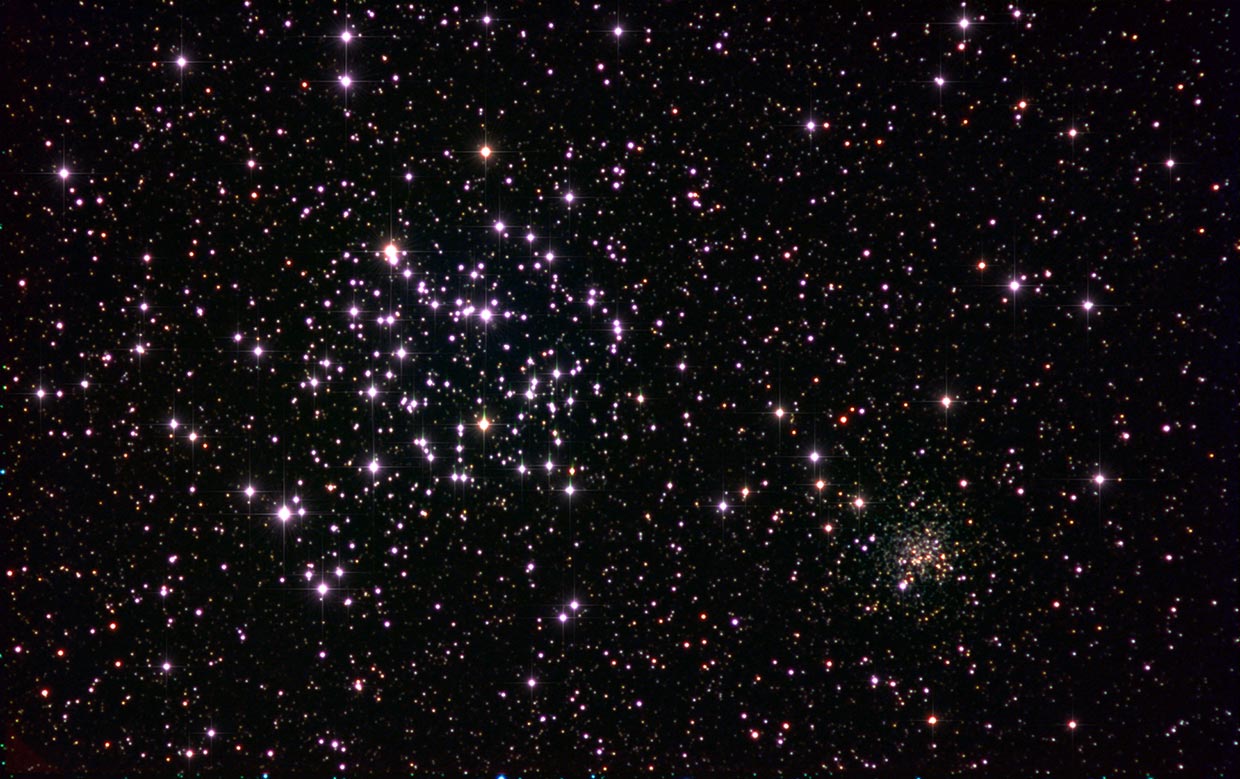 Messier 35 (NGC 2168) og NGC 2158.